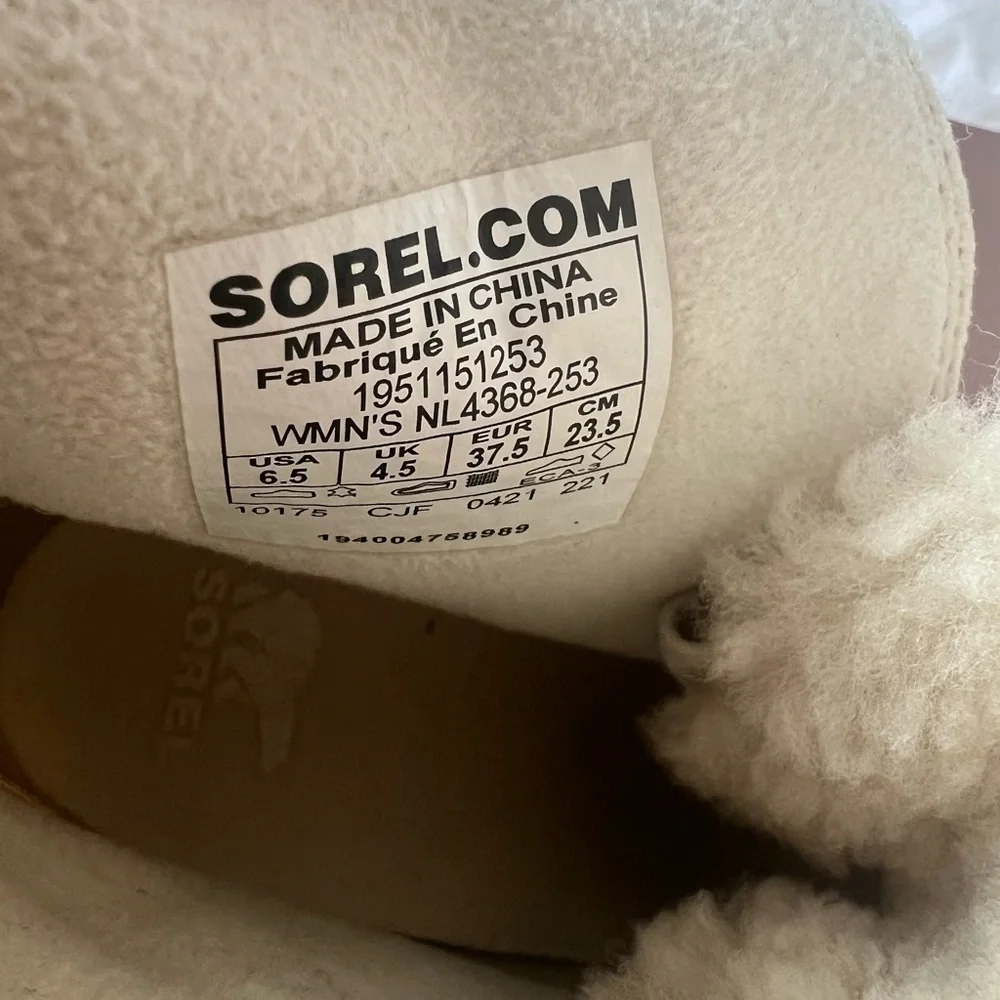 Sorel Joan of Artic Wedge Lace Up Fur Boots Tan EUC - Picture 11 of 13